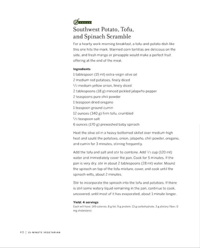 15 minute vegetarian recipes PDF