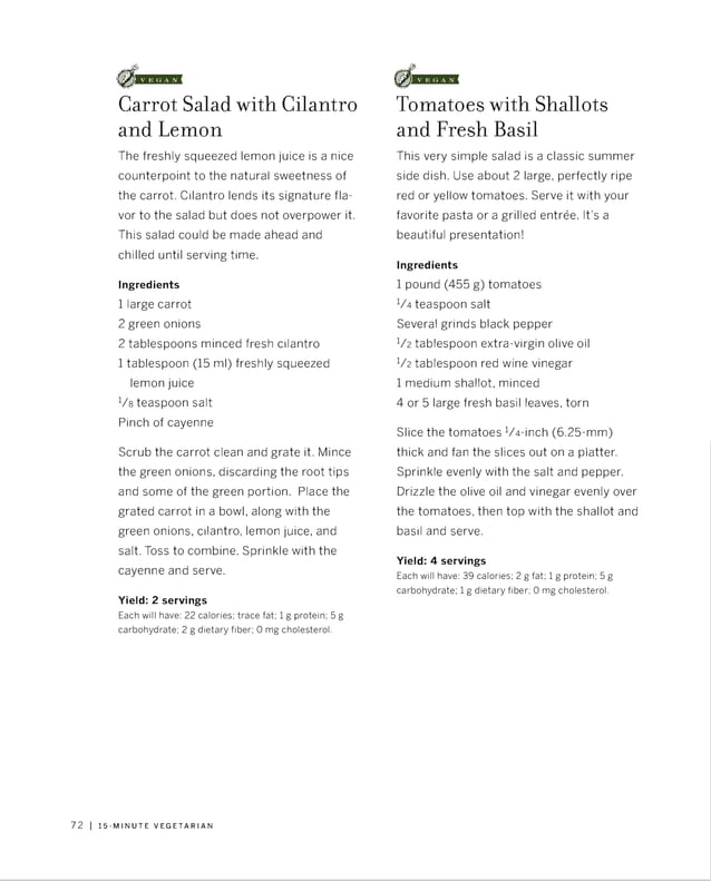 15 minute vegetarian recipes PDF