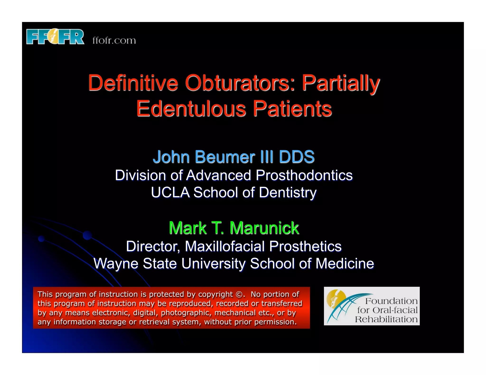 15. (new)definitive obturators partially edent patients | PDF