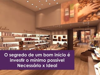 O segredo de um bom início é
investir o mínimo possível
Necessário x Ideal
 