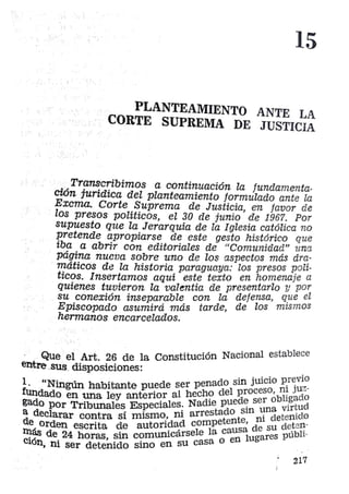 15- Planteamiento ante la Corte Suprema de Justicia. Julio 1967.