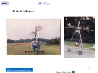 8
SOLO
http://www.propcopter.com/
Ultralight Helicopters
Sky Cars
Return to Table of Content
 