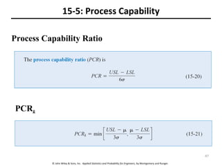 © John Wiley & Sons, Inc. Applied Statistics and Probability for Engineers, by Montgomery and Runger.
15-5: Process Capability
Process Capability Ratio
PCRk
47
 