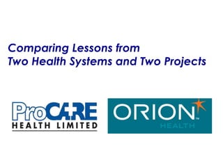 Comparing Lessons from
Two Health Systems and Two Projects
 
