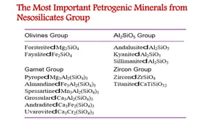 The Most Important Petrogenic Minerals from
Nesosilicates Group
 