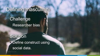 BRANDWATCH.COM
Defining masculinity
Challenge
• Researcher bias
Solution
• Define construct using
• social data.
 