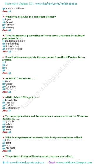 1500 mcq questions of computer knowledge for bank exams | PDF