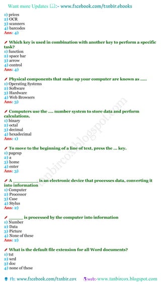 1500 mcq questions of computer knowledge for bank exams | PDF