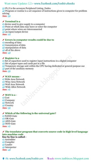 1500 mcq questions of computer knowledge for bank exams | PDF