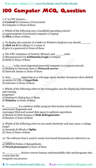 1500 mcq questions of computer knowledge for bank exams | PDF