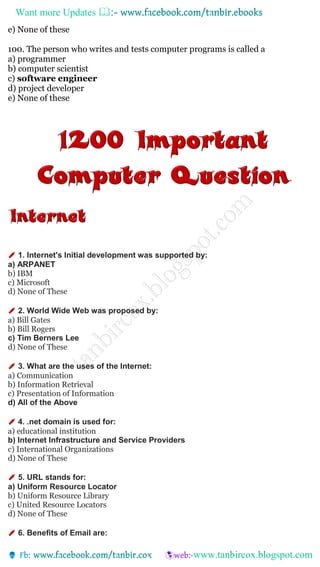 1500 mcq questions of computer knowledge for bank exams | PDF