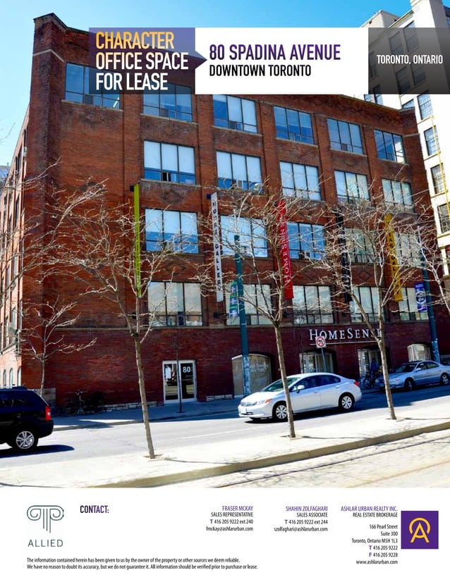 Brick and Beam Downtown West Toronto Office Space for Lease Jan 2013