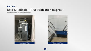 Safe & Reliable – IP66 Protection Degree
18
IP66 according to the IEC60529 standard
Water-proof Test
Dust-proof Test
 