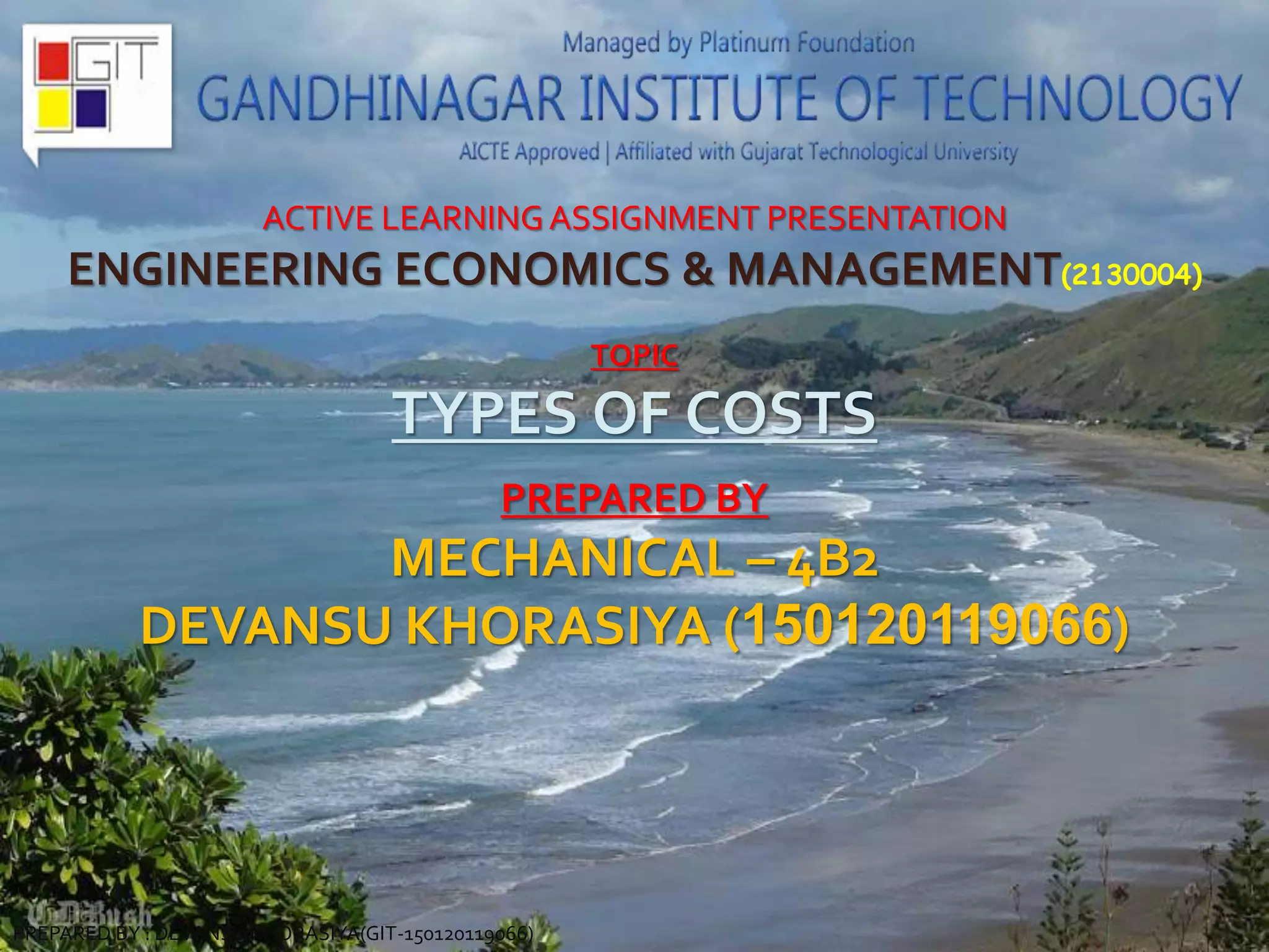 Types Of Costs (Economics & Management Purpose) PPT