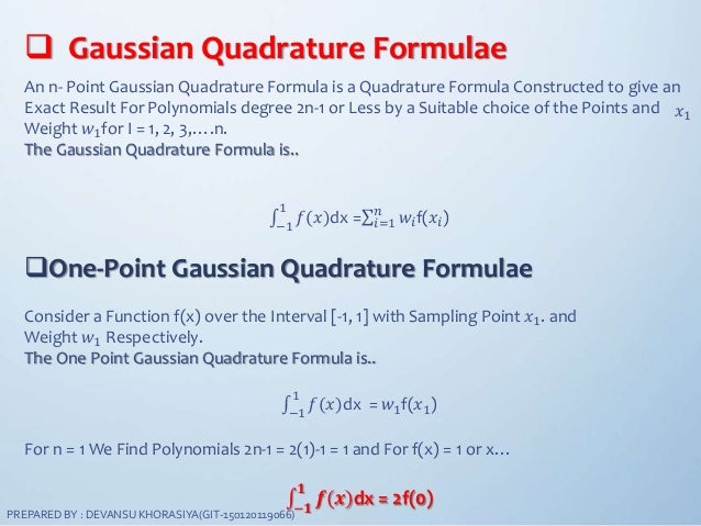 Numerical Integration Error Formula Gaussian Quadrature