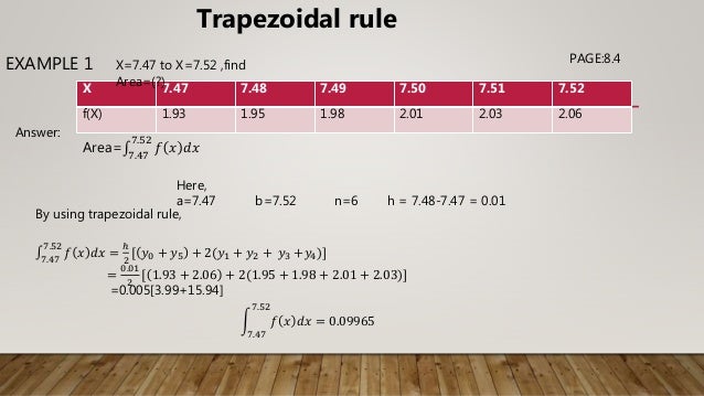 trapezoidal rule example ppt Trapezoidal and simpson's 1/3 and 3/8 rule.