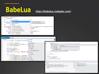 31
BabeLua https://babelua.codeplex.com/
 