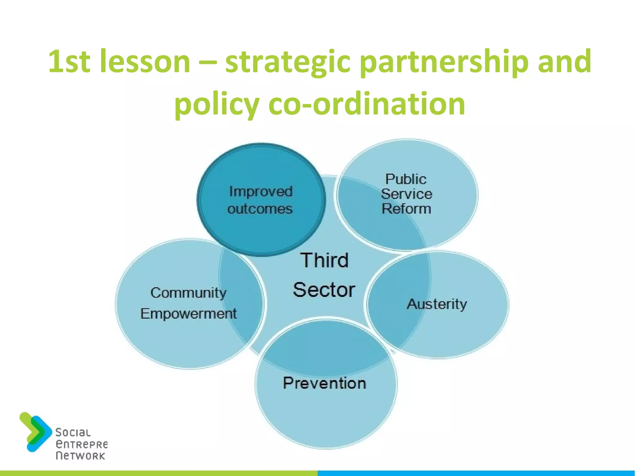 1st lesson – strategic partnership and
policy co-ordination
 