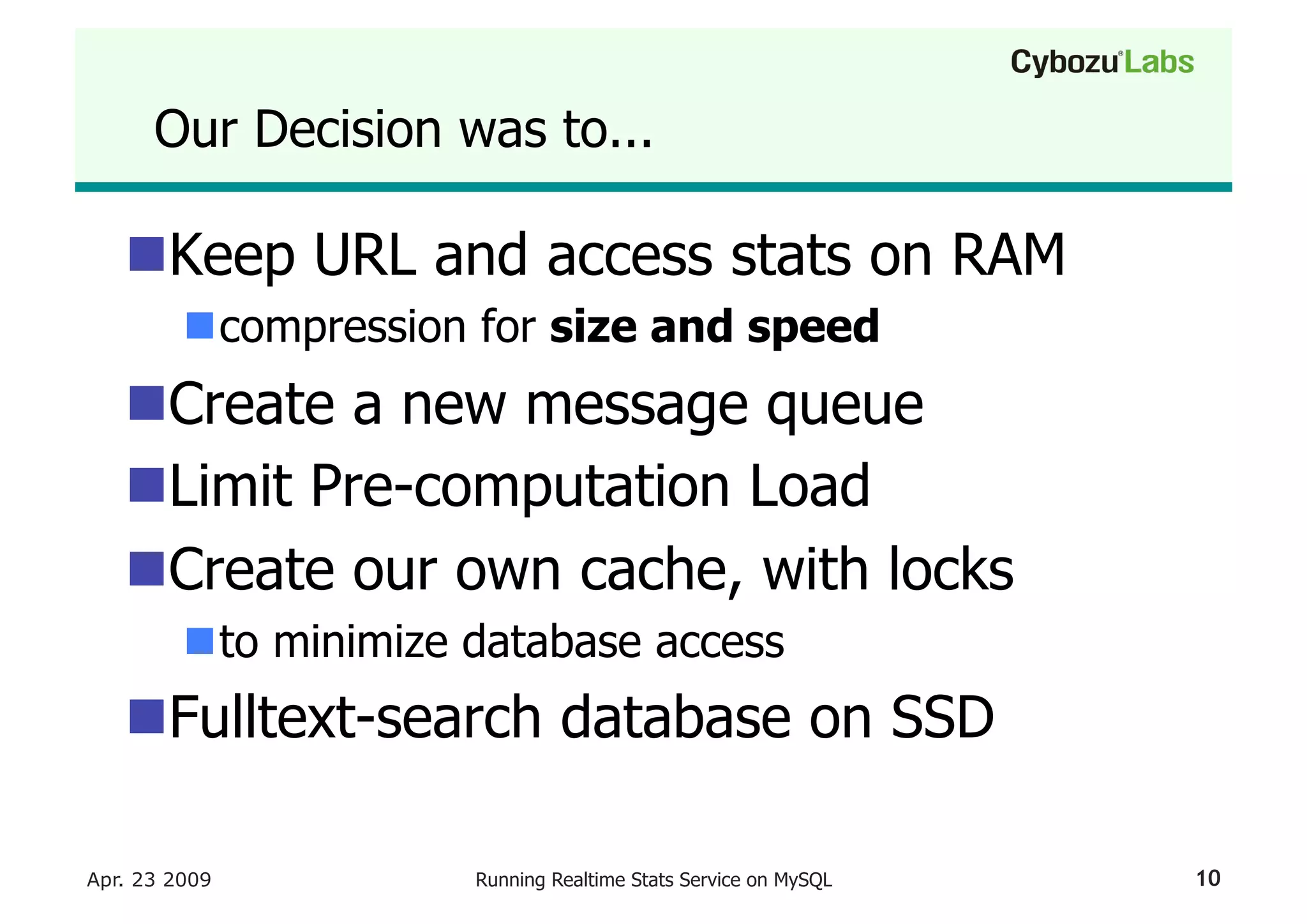 Running A Realtime Stats Service On My Sql