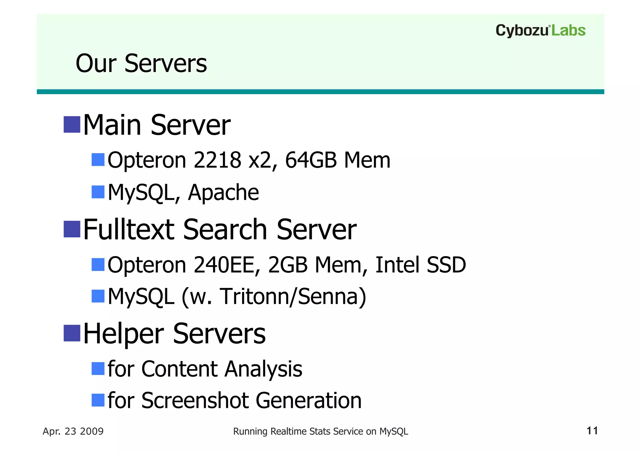 Running A Realtime Stats Service On My Sql