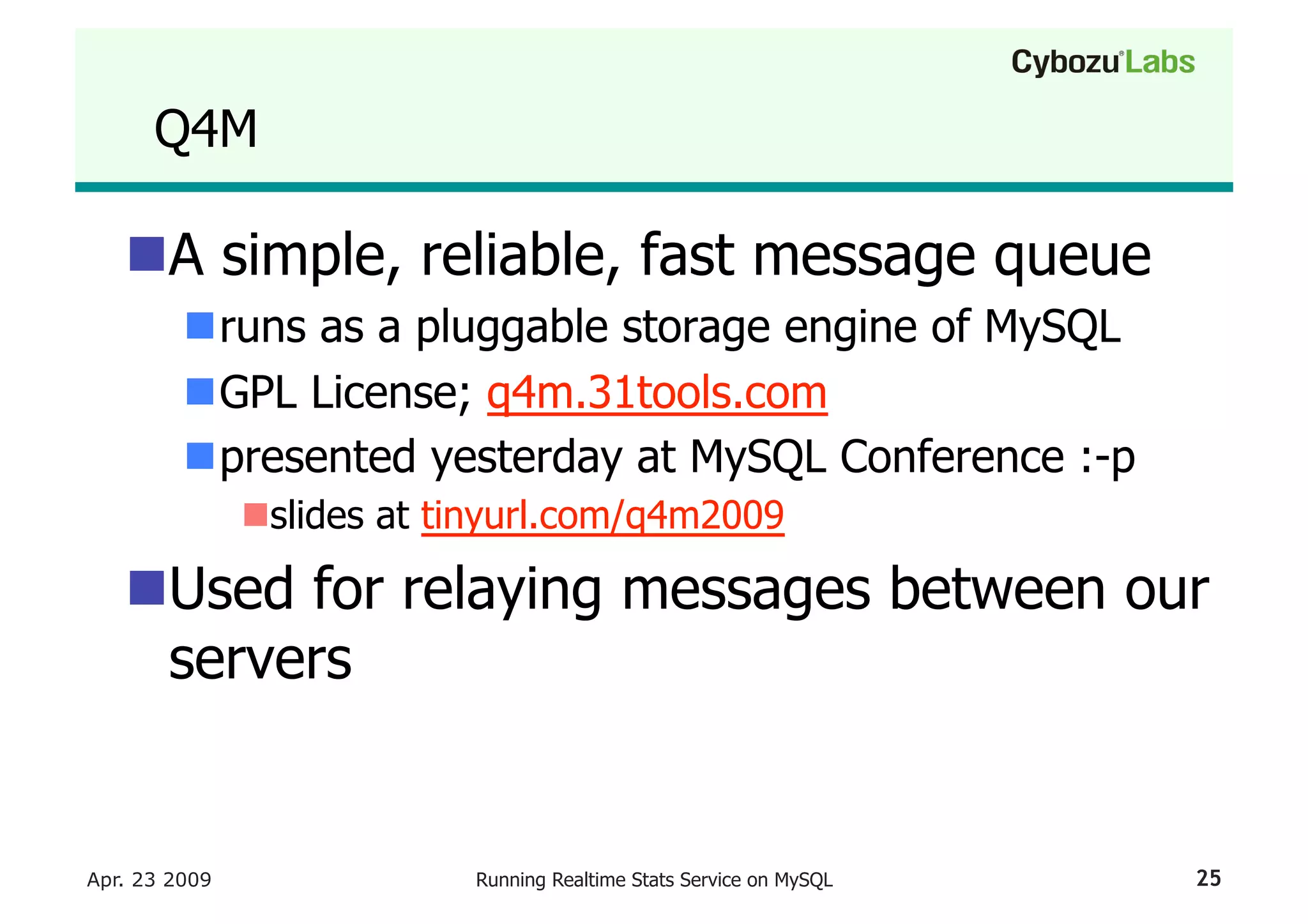 Running A Realtime Stats Service On My Sql
