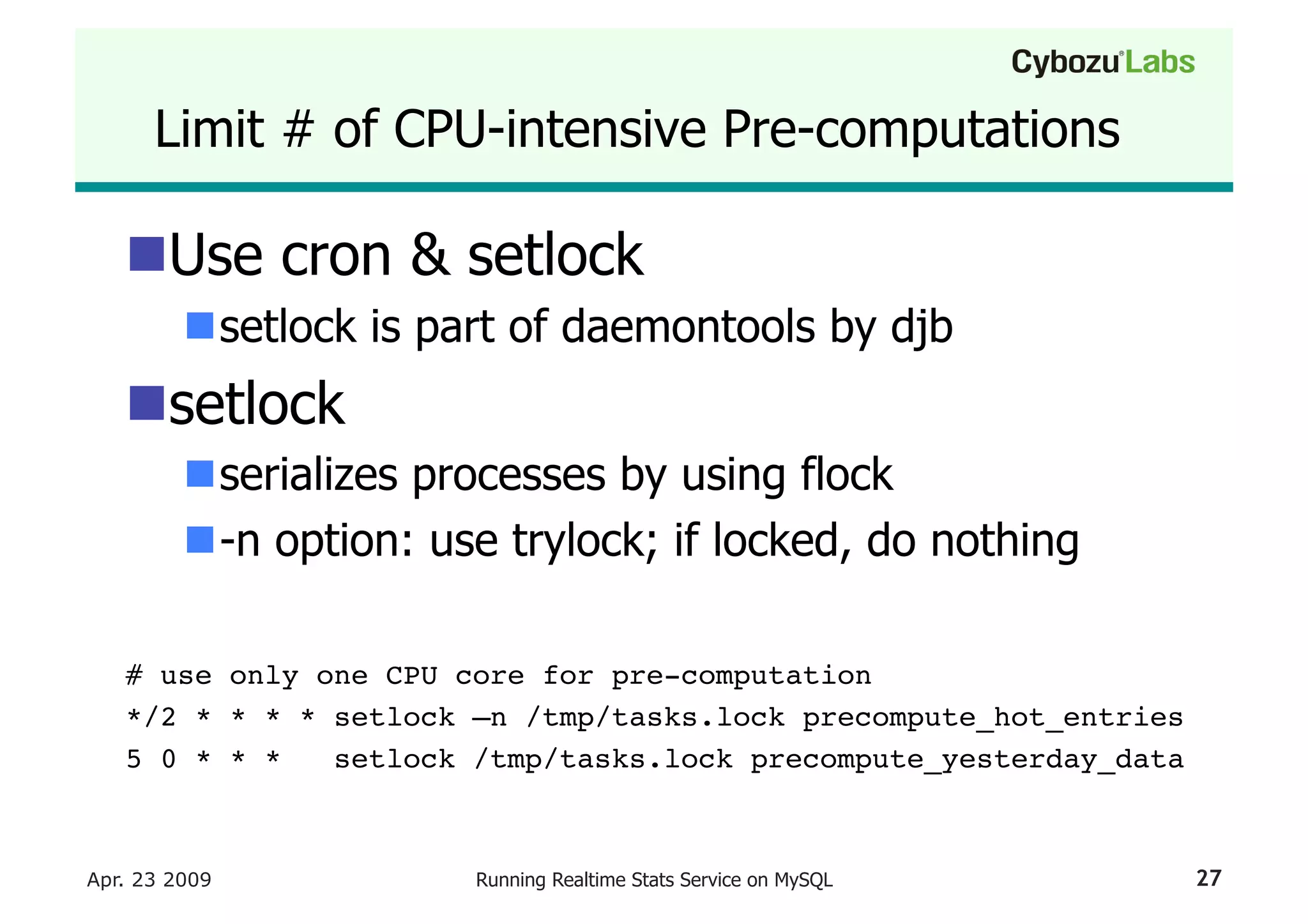Running A Realtime Stats Service On My Sql