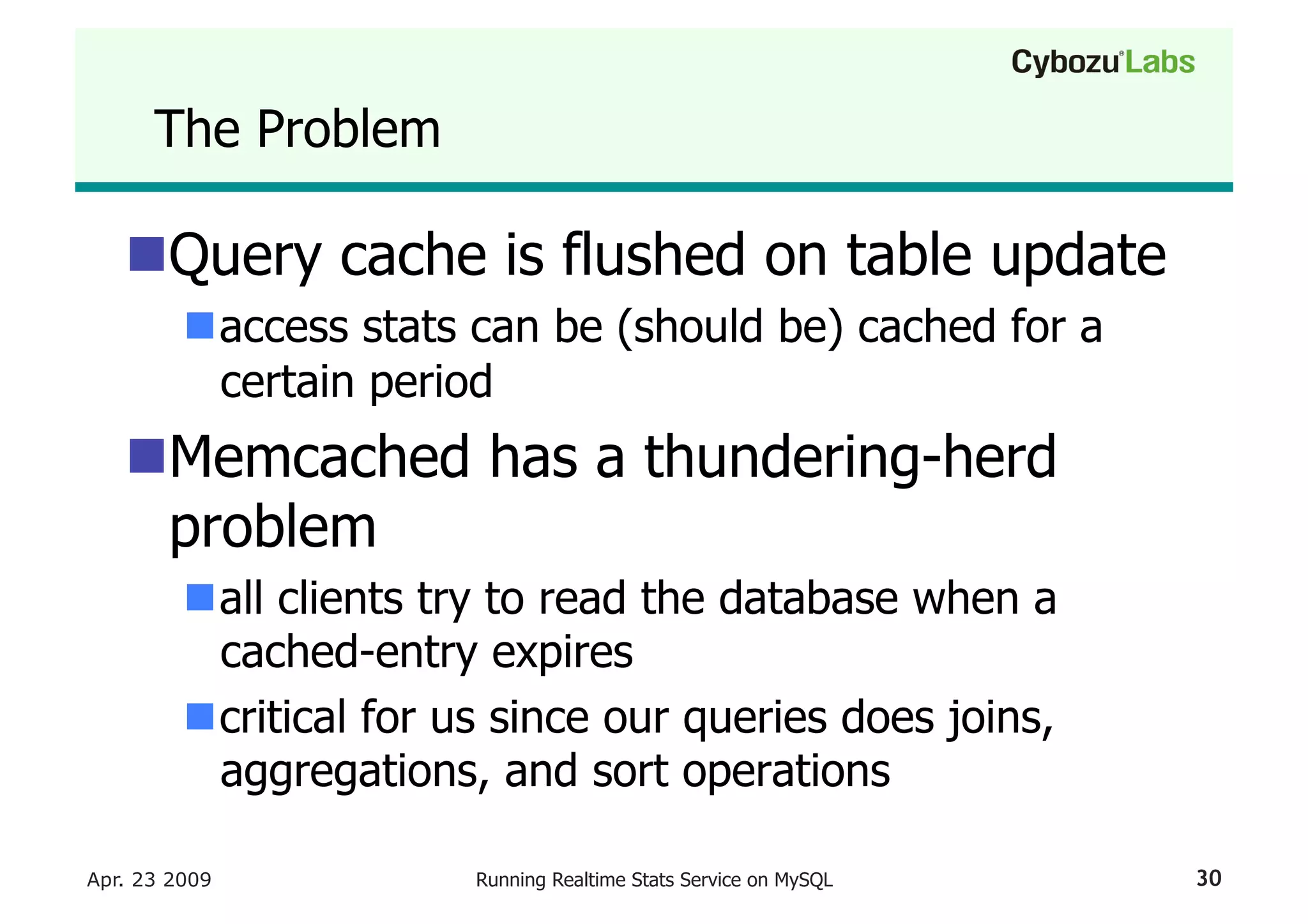 Running A Realtime Stats Service On My Sql