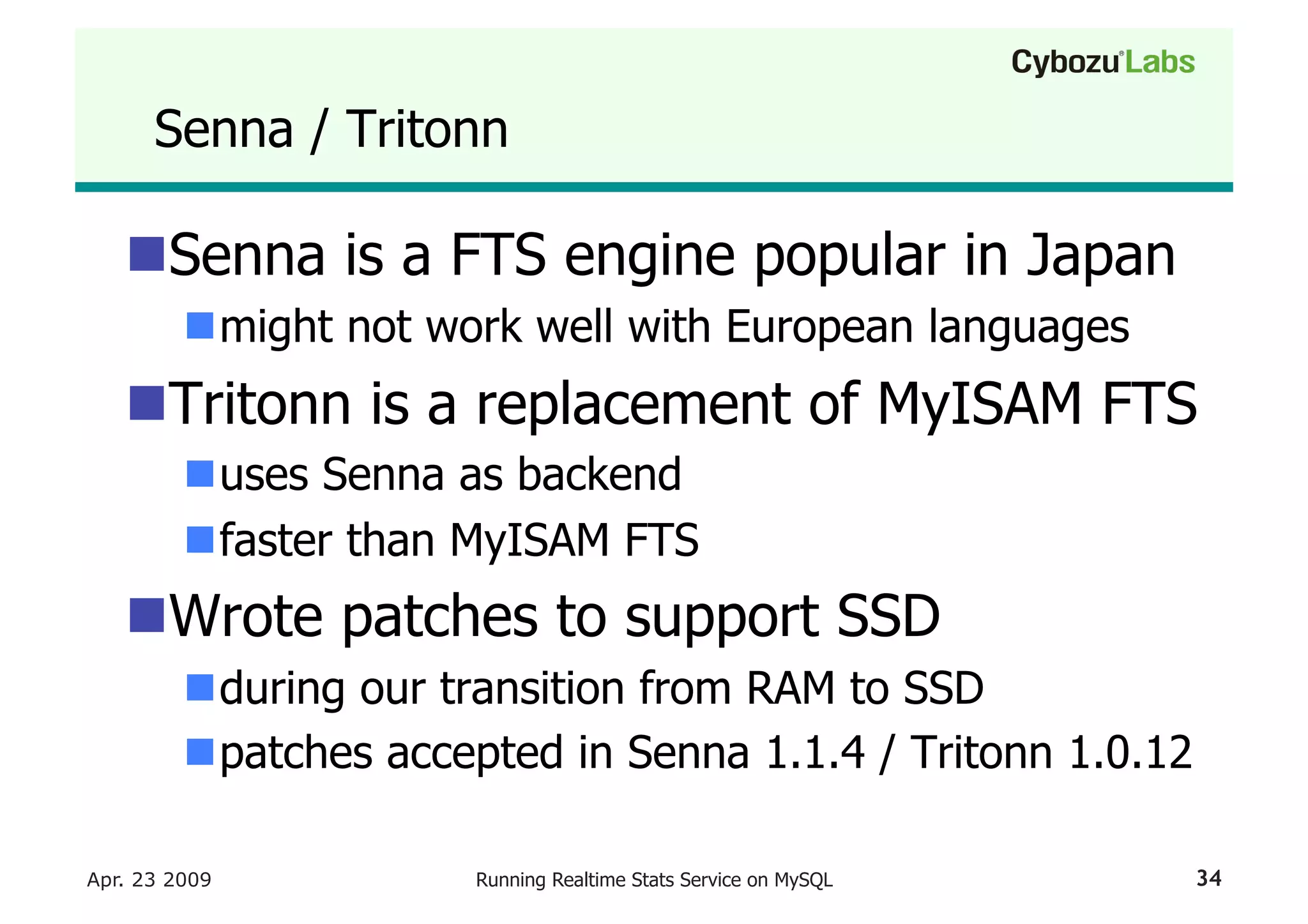 Running A Realtime Stats Service On My Sql