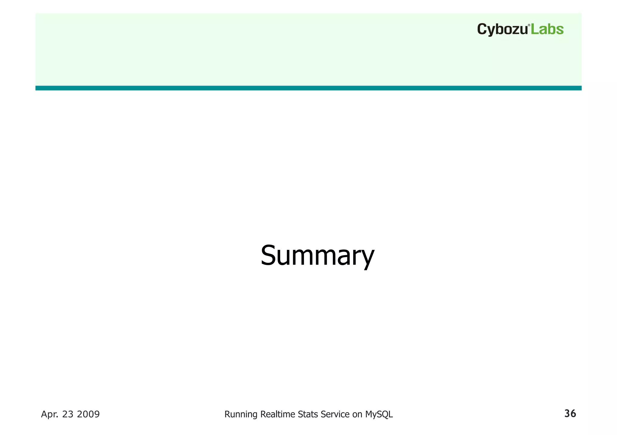 Running A Realtime Stats Service On My Sql