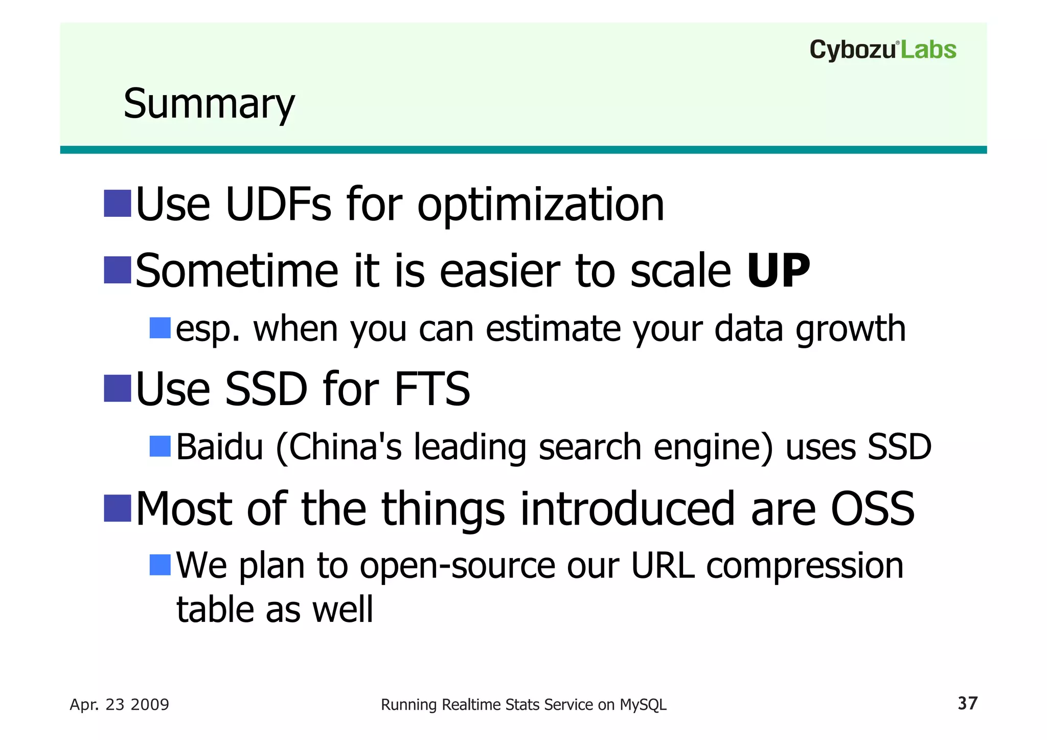 Running A Realtime Stats Service On My Sql