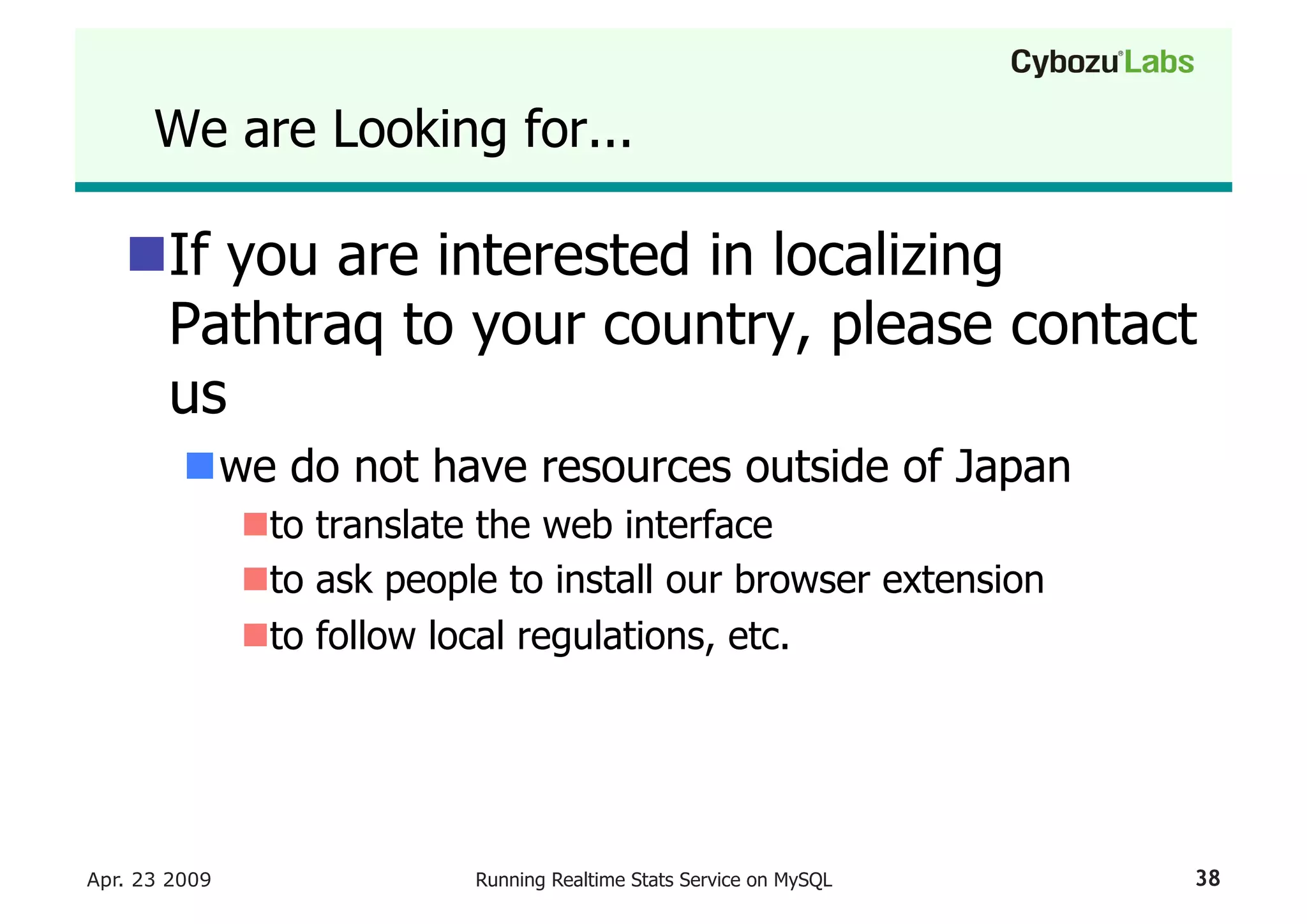 Running A Realtime Stats Service On My Sql