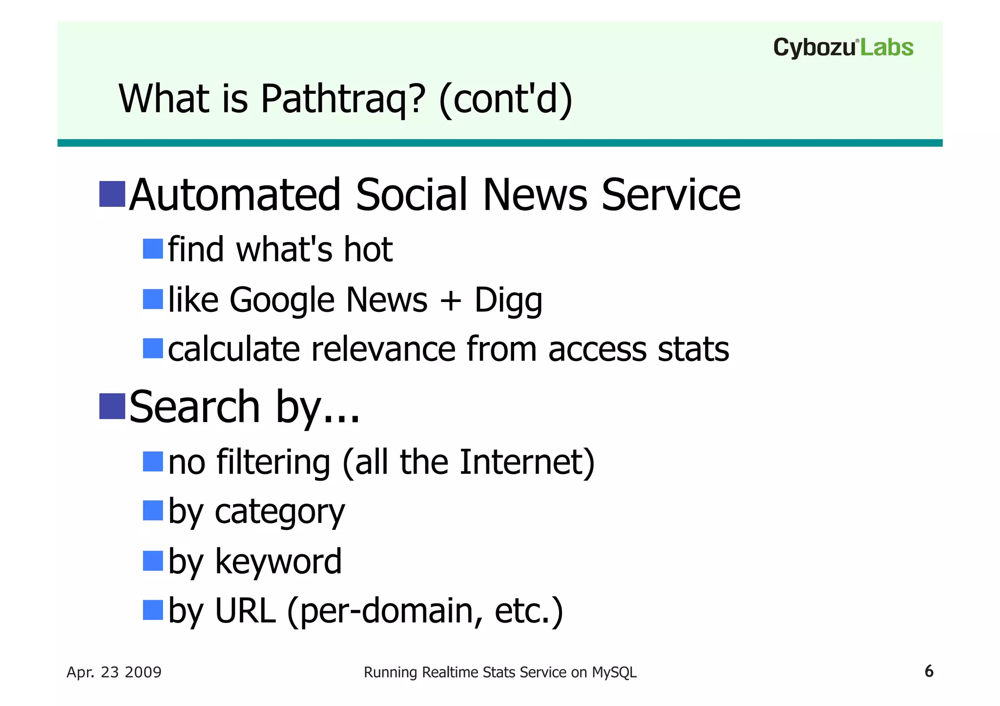 Running A Realtime Stats Service On My Sql