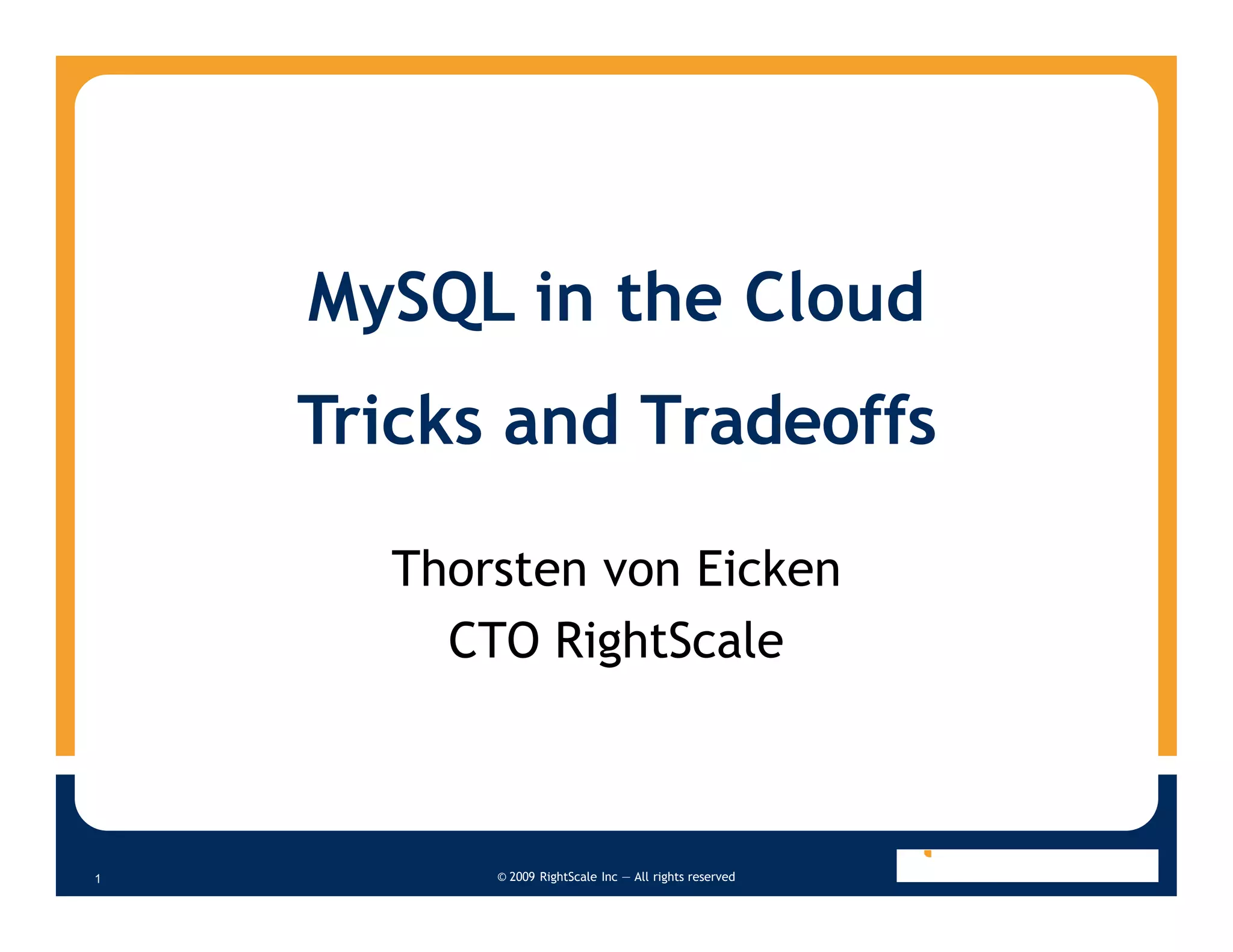 Tricks And Tradeoffs Of Deploying My Sql Clusters In The Cloud