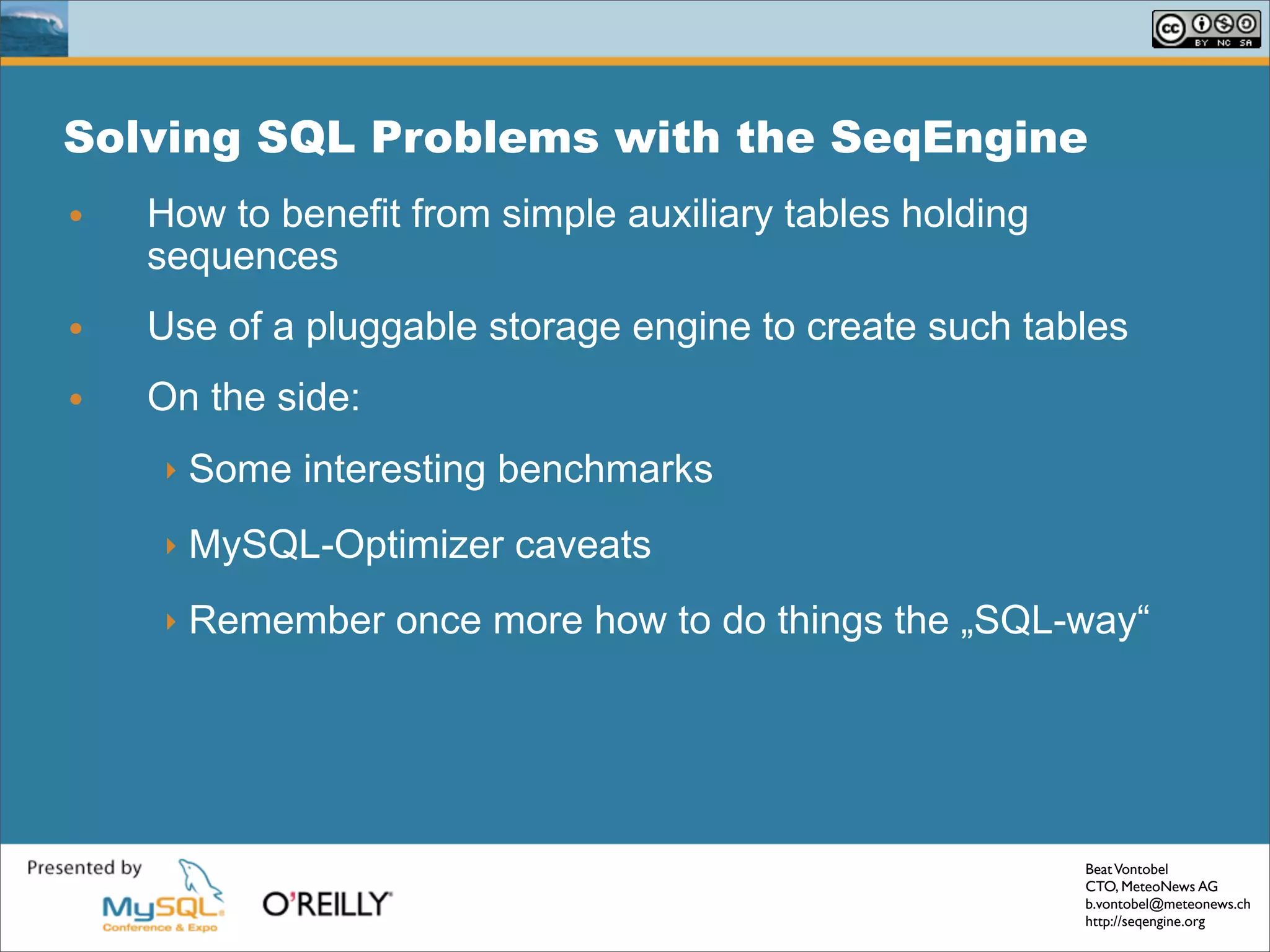 Solving Common Sql Problems With The Seq Engine