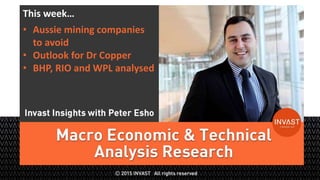 1
This week…
• Aussie mining companies
to avoid
• Outlook for Dr Copper
• BHP, RIO and WPL analysed
 
