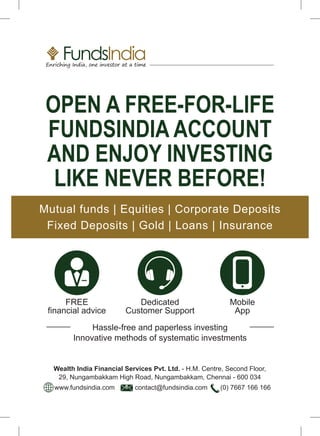 Open free-for-life Fundsindia account