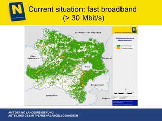 AMT DER NÖ LANDESREGIERUNG
ABTEILUNG GESAMTVERKEHRSANGELEGENHEITEN
Current situation: fast broadband
(> 30 Mbit/s)
 