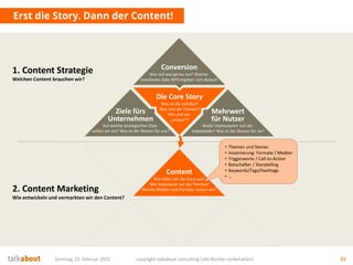 Dienstag, 10. März 2015 copyright talkabout consulting (alle Rechte vorbehalten) 15
Marketing =
ein Konzept der ganzheitlichen,
marktorientierten Unternehmenssteuerung
zur Befriedigung der Bedürfnisse und Erwartungen
von Kunden und anderer Interessengruppen.
Content
Content-Steuerung
 