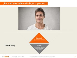 Projekte in den letzten 3 Jahren
Entwicklung Content Strategie / Content Marketing Strategie
Dienstag, 10. März 2015 copyright talkabout, Mirko Lange, alle Rechte vorbehalten 5
 