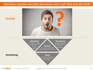 Okay, kann man so machen…
8Dienstag, 10. März 2015 copyright talkabout consulting (alle Rechte vorbehalten)
 