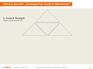 Woraus besteht „Strategisches Content Marketing“?
Dienstag, 10. März 2015 copyright talkabout, Mirko Lange, alle Rechte vo...
