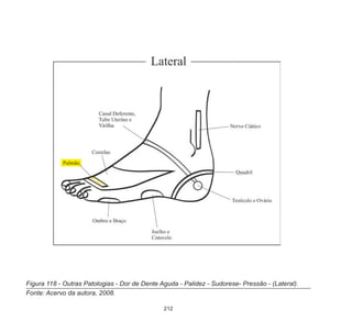 212
Figura 118 - Outras Patologias - Dor de Dente Aguda - Palidez - Sudorese- Pressão - (Lateral).
Fonte: Acervo da autora, 2008.
 