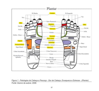 37
Figura 1 - Patologias da Cabeça e Pescoço - Dor de Cabeça, Enxaqueca e Estresse - (Plantar).
Fonte: Acervo da autora, 2008.
 