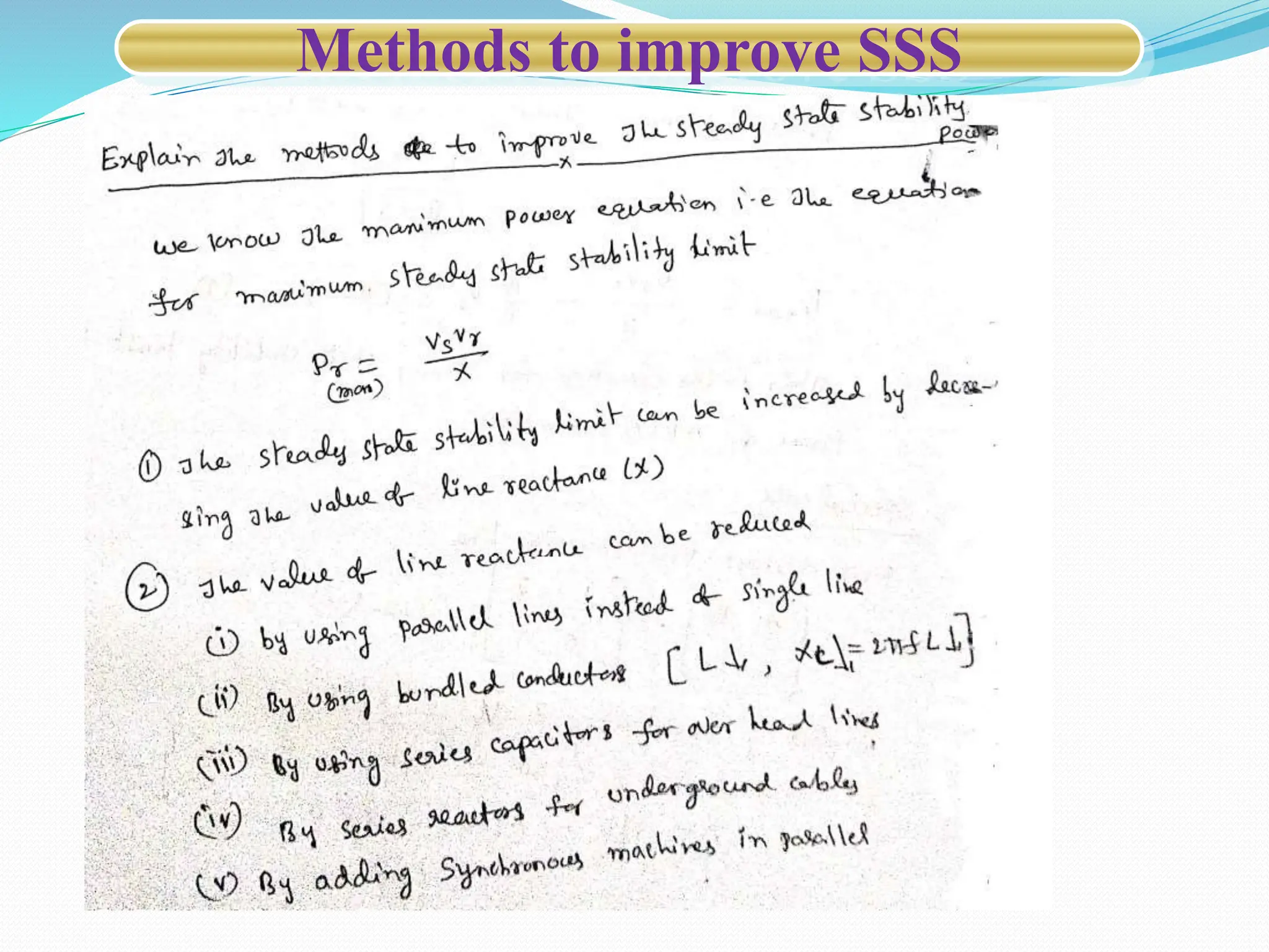 Methods to improve SSS
 
