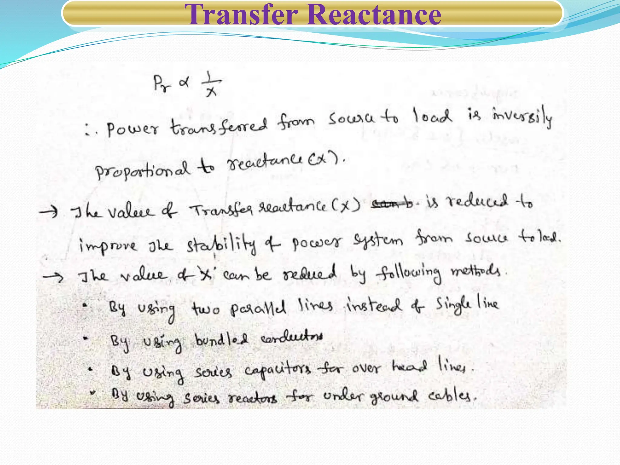 Transfer Reactance
 