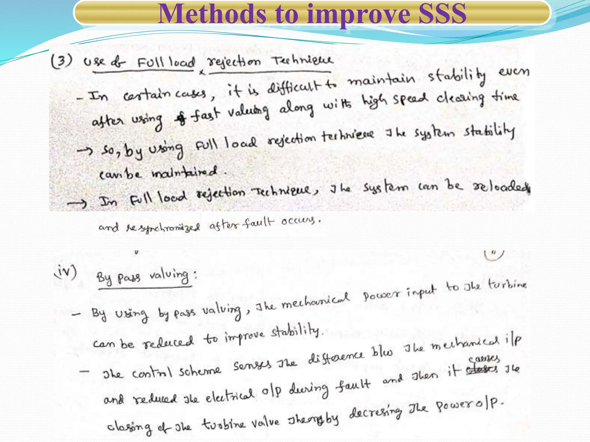 Methods to improve SSS
 