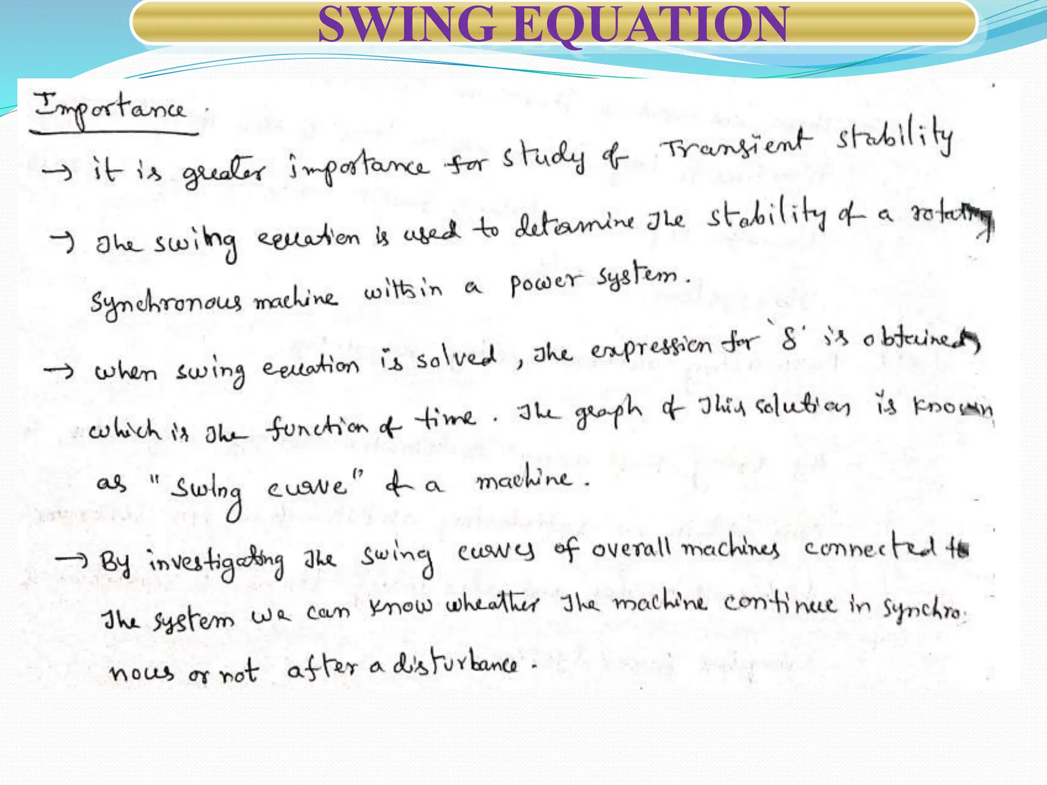 SWING EQUATION
 