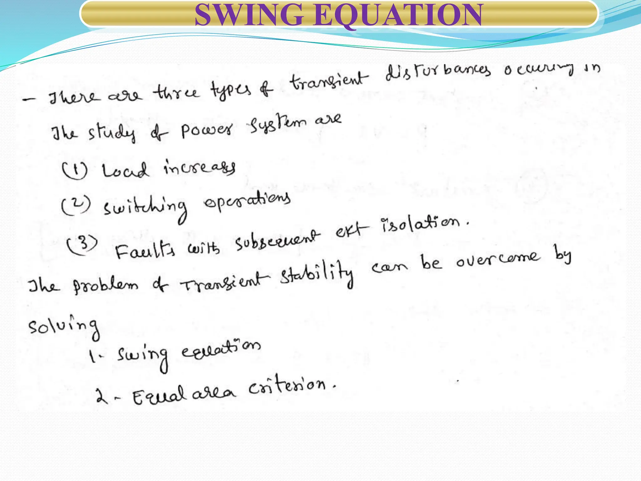 SWING EQUATION
 