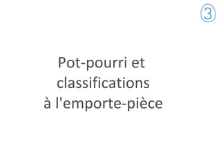 Pot-pourri et
classifications
à l'emporte-pièce
 
