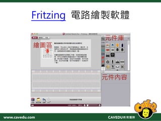 Fritzing 電路繪製軟體
元件內容
元件庫
繪圖區
 